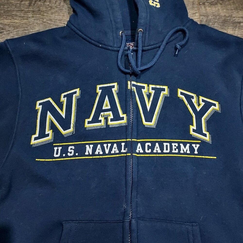 JanSport US Navy Sweatshirt Hoodie Adult Xsmall Military Blue Front Pockets - Picture 13 of 13